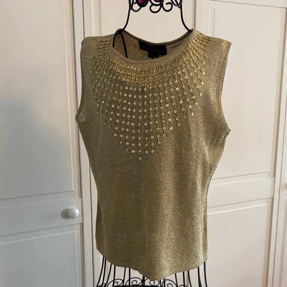 Fabulous Furs Gold Sleeveless Blouse